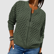 Kaelina - Weiche Strickjacke mit Reißverschluss – Grün