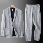 Aldemar - Tailliertes Leinen-Set – Grau