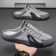 Alrian | Sportliche Herren-Pantoletten mit Schnürdesign – Grau