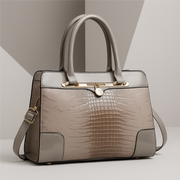 Aeryn - Strukturierte Handtasche mit Krokoprägung – Beige