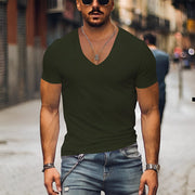 Kenneth - Herren V-Neck T-Shirt im entspannten Look – Grün