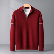 Philipp | Stilvoller Pullover Herren modern Halbreißverschluss – Kastanie