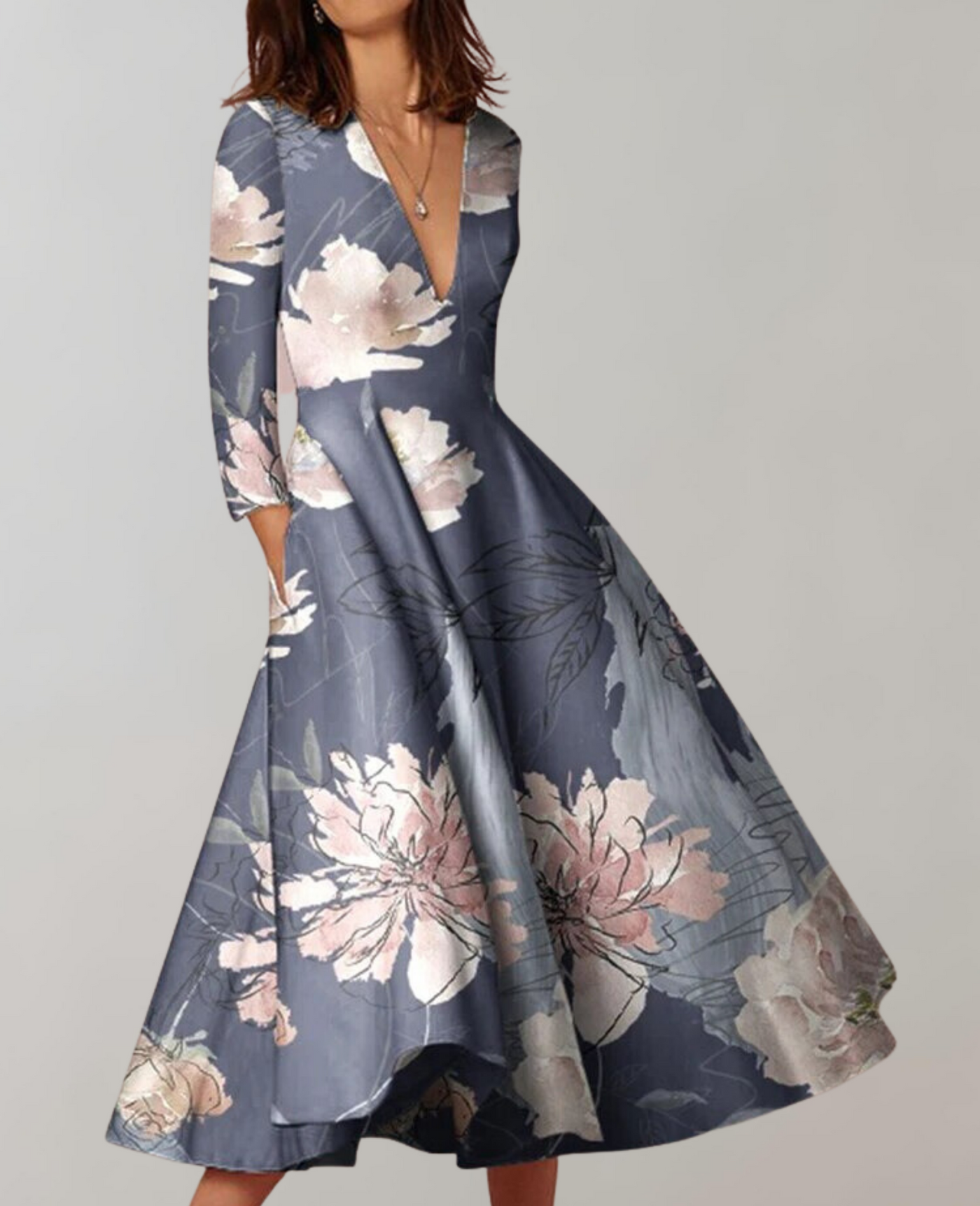 Aisha - Fließender Saum Maxi Kleid Damen Freizeit