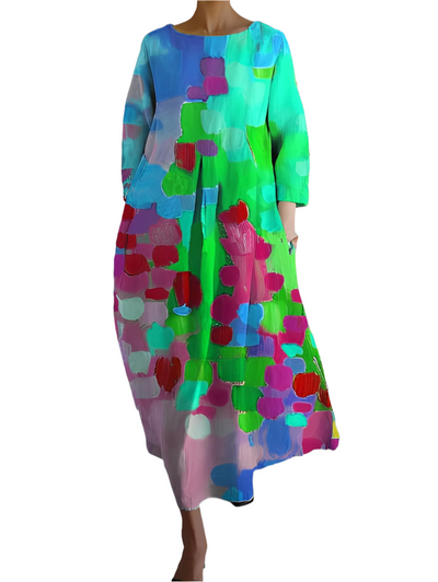 Camryn - Mehrfarbiges Sommerkleid mit V-Ausschnitt