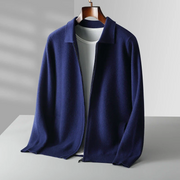 David | Moderne und Elegante Herren Strickjacke mit Reißverschluss – Blau