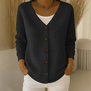Delavie - Gepolsterter Strickcardigan mit Knopfleiste – Schwarz