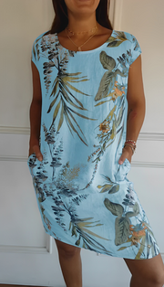 Tatiana - Leichtes Sommerkleid mit Print für Damen – Blau