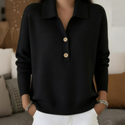 Marcellisse - Soft-Touch-Pullover mit V-Ausschnitt – Schwarz