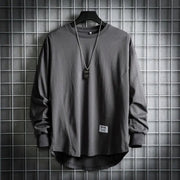 Leon | Herren Oversized Longsleeve Rundhals Langarm Basic – Grau