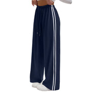 Adorielle - Sportliche gestreifte Wide-Leg-Hose – Dunkelblau