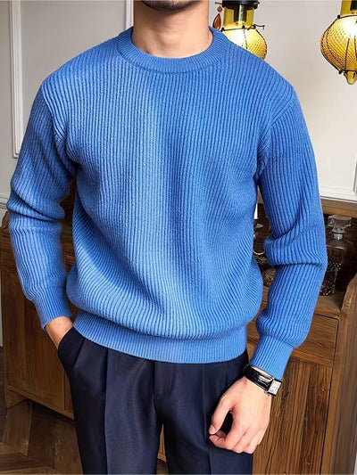 Leon – Herren Strickpullover in Weiß mit Rippstruktur | Stilvoll & Warm für Frühling