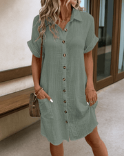 Romy | Bequemes Kleid mit stilvoller Silhouette – Olivgrün