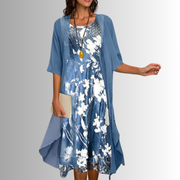 Delavelle - Elegantes Midi-Kleid-Set im Lagenlook – Blau