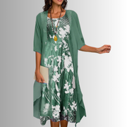 Delavelle - Elegantes Midi-Kleid-Set im Lagenlook – Grün