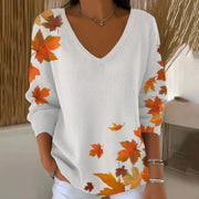 Carivella - Locker geschnittener Strickpullover mit Ahornblatt – Weiß