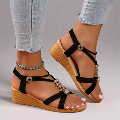 Nelda | Wedge Sandalen mit Knöchelriemen – Stilvoll und Bequem