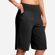 Odeliora - Komfortable Bermuda-Shorts mit hoher Taille – Schwarz