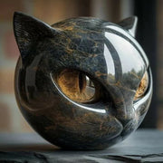 Bellanora - skulpturales Katzenkopf-Ornament – Gold