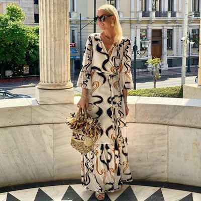 Purple - Beliebtes Langärmliges Maxikleid V-Ausschnitt Damen