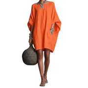 Sabina - Schulterfreies Midikleid mit weicher Haptik – Orange