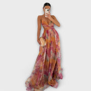 Isabella | Elegantes Mesh Maxikleid für Damen – Orange