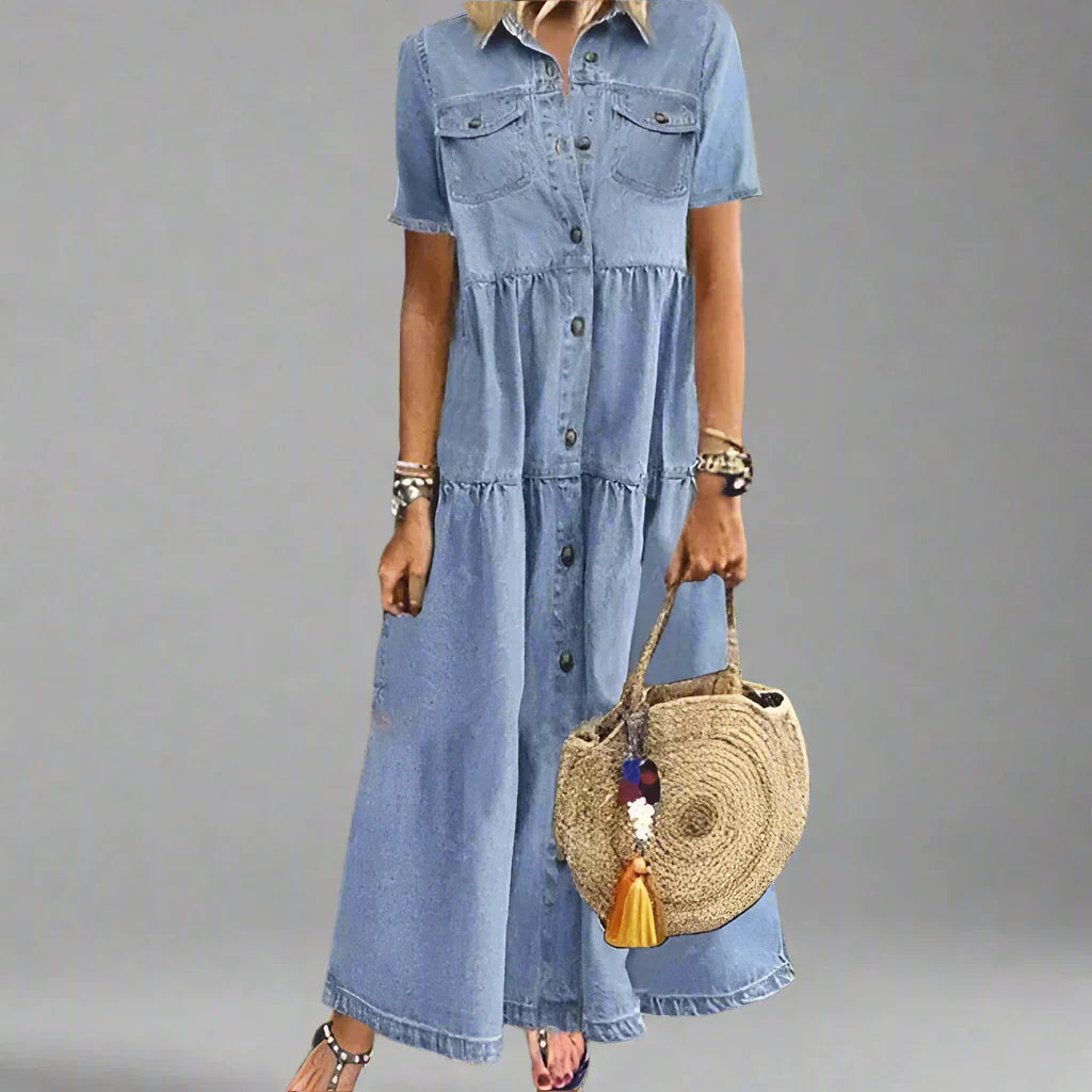 Veronike | Lässiges Kurzarmkleid mit Tasche