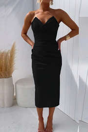 Sanne™ - Flatternd Drapierte Kleid – Schwarz