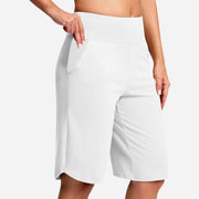 Odeliora - Komfortable Bermuda-Shorts mit hoher Taille – Weiß