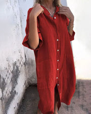 Valerie – Lässiges Damen Hemdblusenkleid – Rot