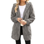 Zinnabelle - flauschige Kapuzenstrickjacke – Grau