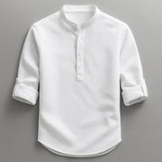 Jarvis - Strukturiertes Henley-Shirt – Weiß