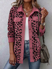 Miressia - Strickjacke mit Animal-Print und Knopfleiste – Rosarot