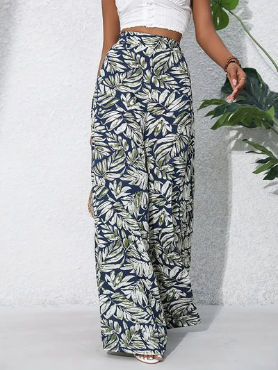 Jacinta | Boho Pflanzenprint Weite Hosen
