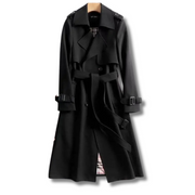 Amira | Damen Klassischer Trenchcoat mit Gürtel für den Winter – Schwarz