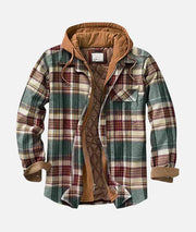 Elvorn - Taillierte Patchwork-Jacke – Dunkelgrün
