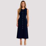 Jorja - Elegantes Midikleid mit Knopfakzenten – Blau