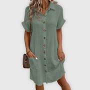 Damen Hemdkleid Mit Knopfleiste In Midilänge – Grün