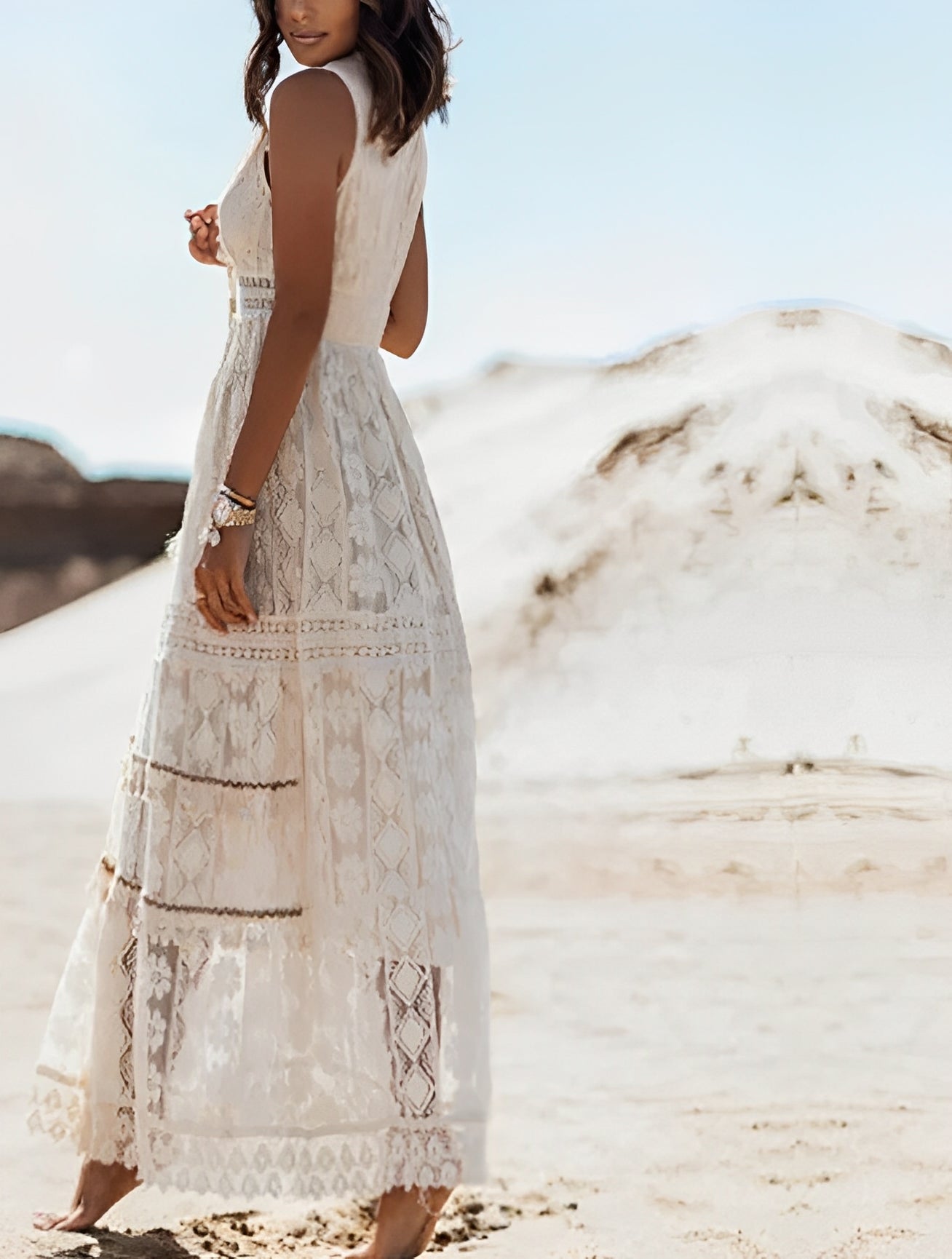 Eugenie - Boho-Maxikleid aus Spitze für Damen