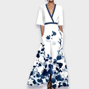 Sanne™ - Bequeme Kleid mit Dreiviertelärmeln – Weiß / Blau