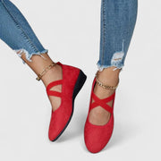 Claudia | Damen Orthopädische Kreuzriemen Ballerinas – Rot