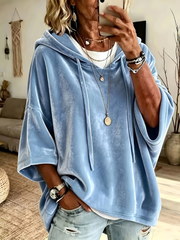 Zinnaria - Weicher Kapuzenponcho – Blau