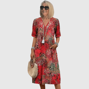MARINA | KLEID MIT MEERESMOTIV – Rot