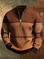 Anvar - Weicher Half-Zip-Pullover – Braun
