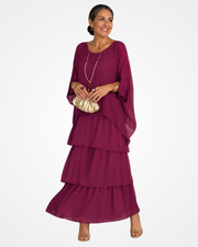 Sylvia - Fließendes Soft-Touch-Maxikleid – Bordeaux