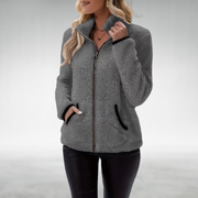 Zafrielle - Softtouch-Jacke mit durchgehendem Reißverschluss – Grau