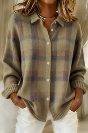 Ashara - weicher Karo-Cardigan – Grün