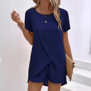 Arabesca - Mehrlagiges asymmetrisches Loungewear-Set – Marineblau