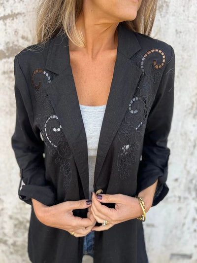 Blazer mit Cut-Out-Stickerei | Ein-Knopf-Verschluss | Lässig-Eleganter Stil