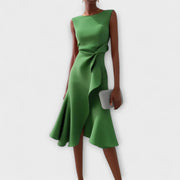 Sheila - Elegantes Damen-Midikleid mit Rüschendetails – Grün