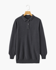 Bennett | Luxuriöser Herren Kaschmirpullover mit Polokragen & Knopfleiste – Dunkelgrau